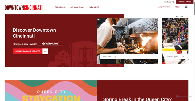 Security scan screenshot of https://downtowncincinnati.com/