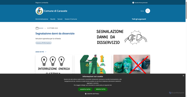 Security scan screenshot of https://www.comune.caravate.va.it/it