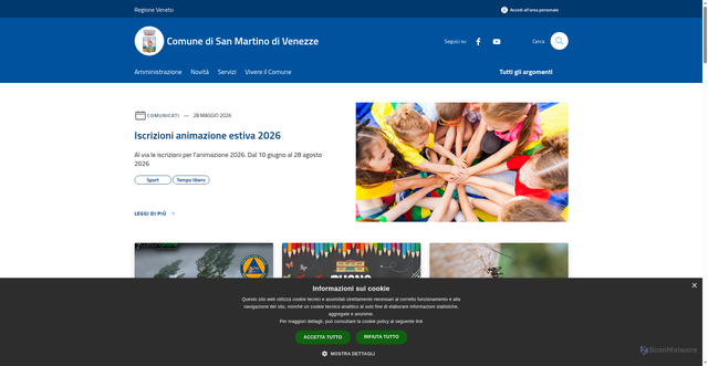 Security scan screenshot of https://www.comune.sanmartinodivenezze.ro.it