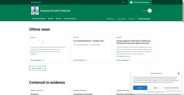 Security scan screenshot of https://comune.colliavolturno.is.it/