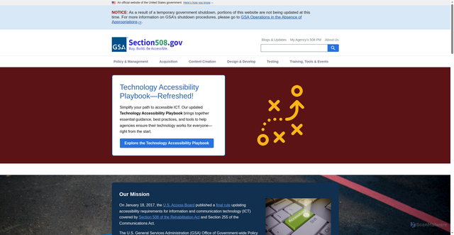 Security scan screenshot of https://www.section508.gov/