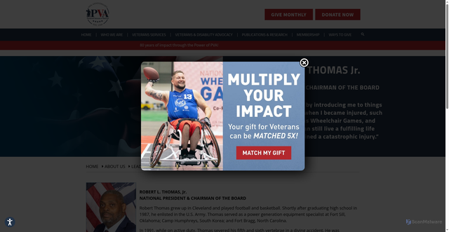 Security scan screenshot of https://pva.org/about-us/leadership/robert-thomas/