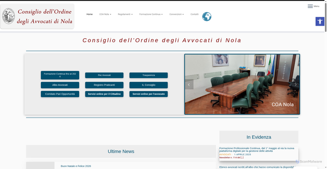 Security scan screenshot of https://www.ordineavvocatinola.it/