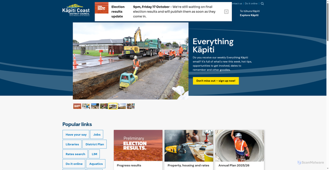Security scan screenshot of https://www.kapiticoast.govt.nz/