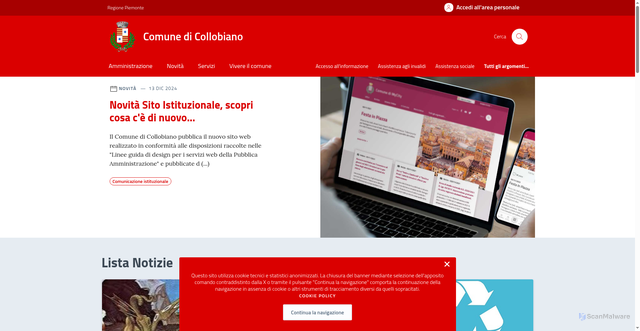 Security scan screenshot of https://comune.collobiano.vc.it/