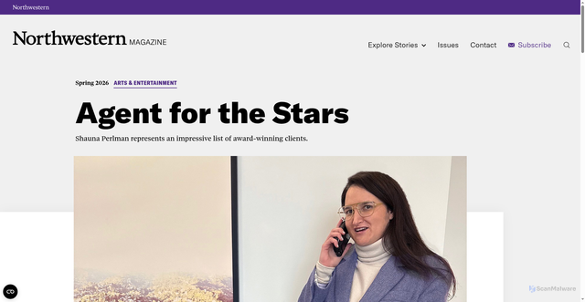 Security scan screenshot of https://magazine.northwestern.edu/people/shauna-perlman-creative-arts-agency-sebastian-stan-danielle-brooks-anthony-ramos-anna-baryshnikov-talent-agent-golden-globe