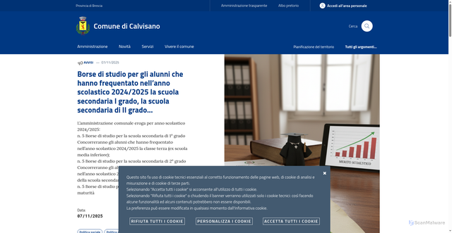 Security scan screenshot of https://www.comune.calvisano.bs.it/
