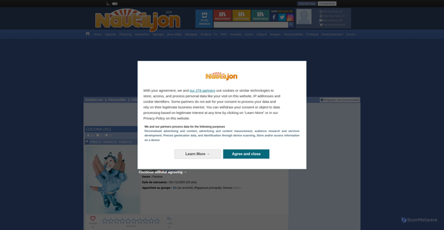 Security scan screenshot of https://www.nautiljon.com/people/cocona+-xg-.html