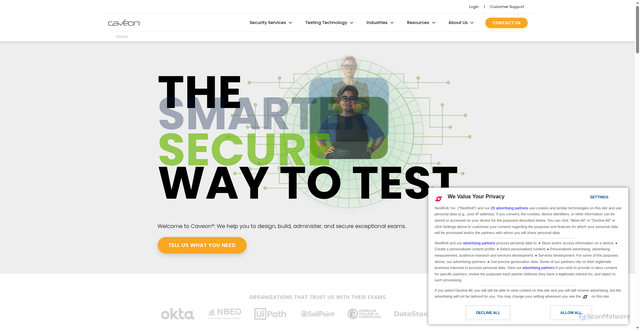 Security scan screenshot of https://caveon.com