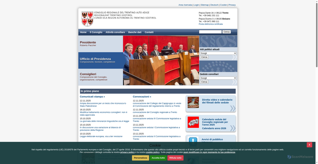 Security scan screenshot of https://www.consiglio.regione.taa.it/it/default.asp
