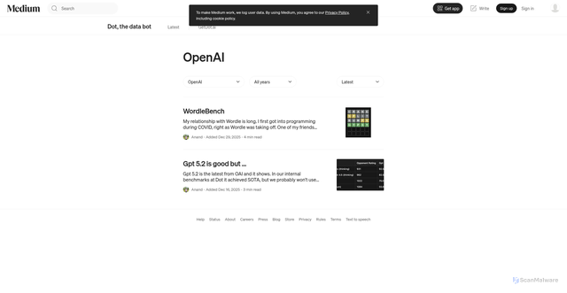 Security scan screenshot of https://blog.getdot.ai/all?topic=openai