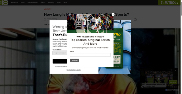 Security scan screenshot of https://the18.com/en/soccer-learning/how-long-halftime-soccer-vs-other-sports/41501