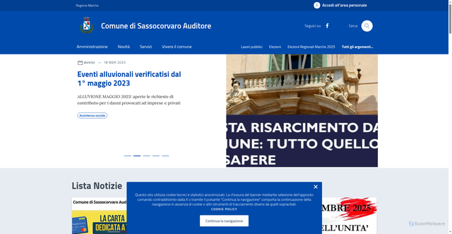 Security scan screenshot of https://comune.sassocorvaroauditore.pu.it/