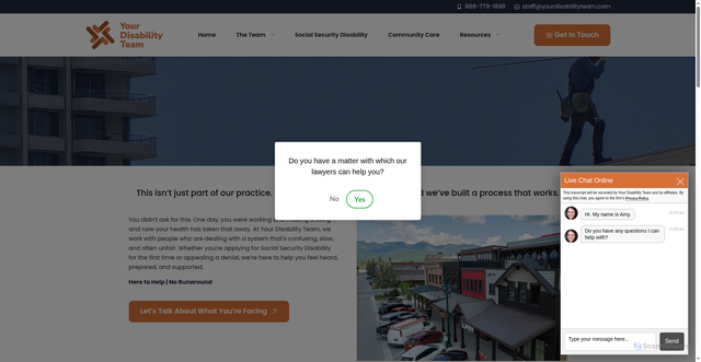 Security scan screenshot of https://yourdisabilityteam.com/social-security-disability/