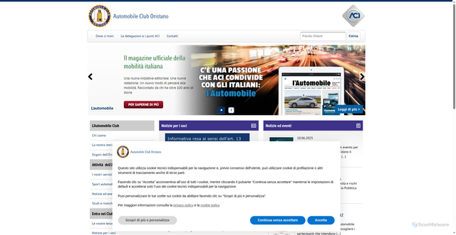Security scan screenshot of https://oristano.aci.it/
