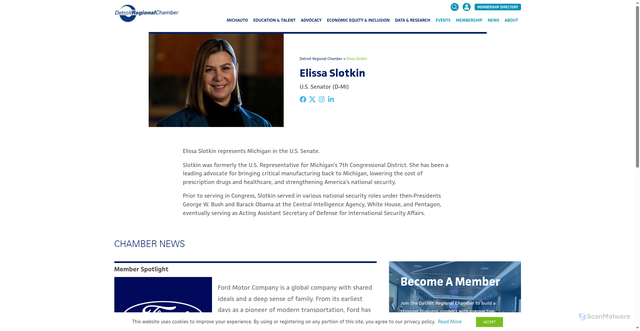 Security scan screenshot of https://www.detroitchamber.com/bios/elissa-slotkin/