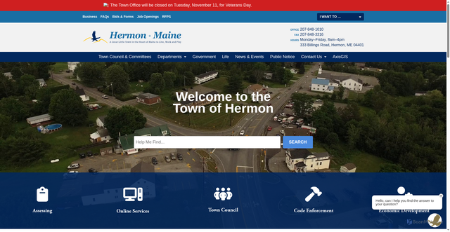 Security scan screenshot of https://www.hermonmaine.gov/