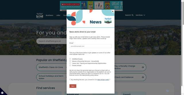 Security scan screenshot of https://www.sheffield.gov.uk/