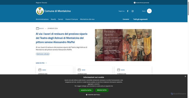 Security scan screenshot of https://www.comunedimontalcino.it