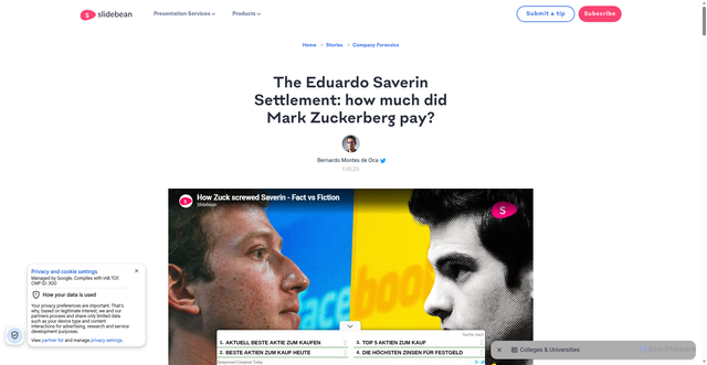 Security scan screenshot of https://slidebean.com/story/eduardo-saverin-settlement-net-worth