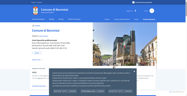 Security scan screenshot of https://www.comune.baronissi.sa.it/