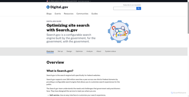 Security scan screenshot of https://digital.gov/guides/search