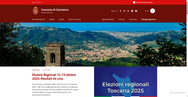 Security scan screenshot of https://comune.camaiore.lu.it/