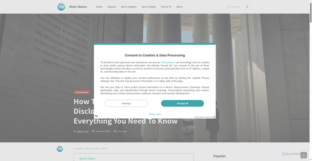 Security scan screenshot of https://www.wokewaves.com/posts/where-to-watch-the-age-of-disclosure-documentary