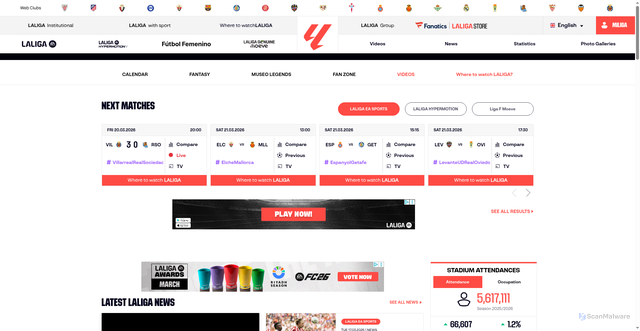 Security scan screenshot of https://laliga.es
