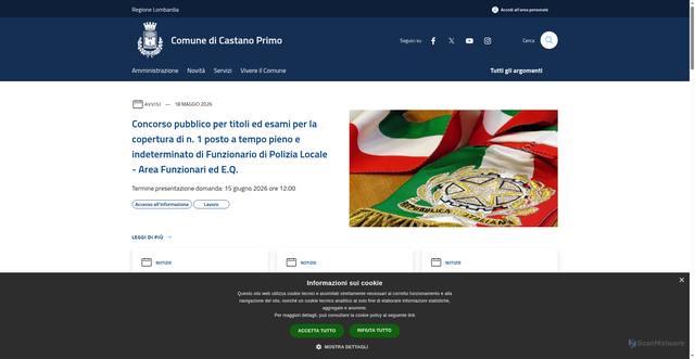 Security scan screenshot of https://www.comune.castanoprimo.mi.it