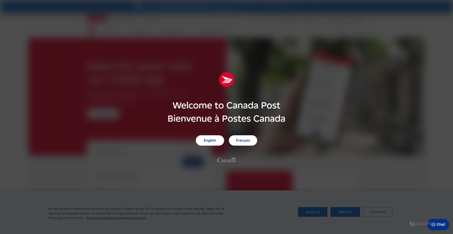 Security scan screenshot of https://canada-post.xyz/