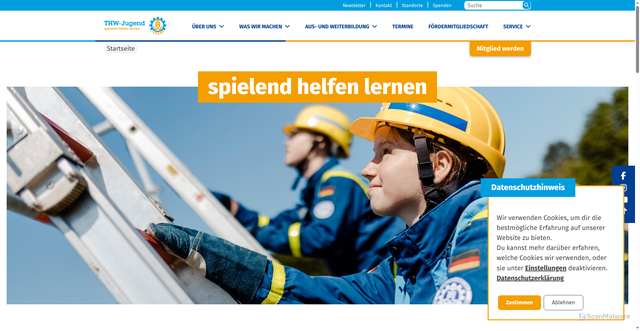 Security scan screenshot of https://thw-jugend.de/challenge