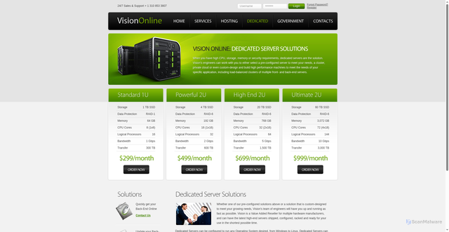 Security scan screenshot of https://visiononlinegames.com/solutions.html