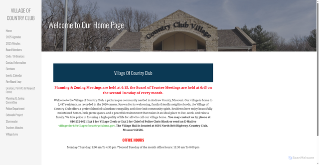 Security scan screenshot of https://www.villageofcountryclubmo.gov/