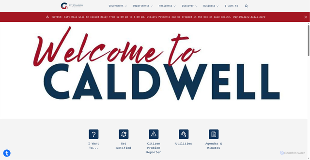 Security scan screenshot of https://caldwelltx.gov/