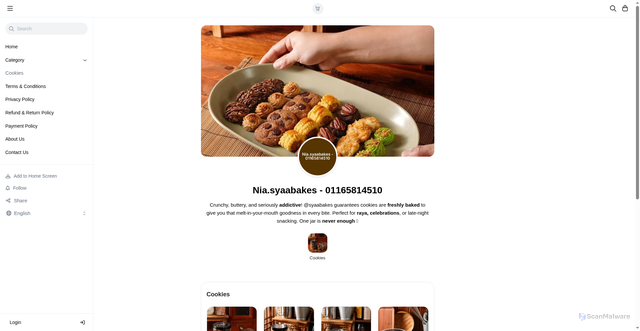 Security scan screenshot of https://nia-syaabakes.shop/