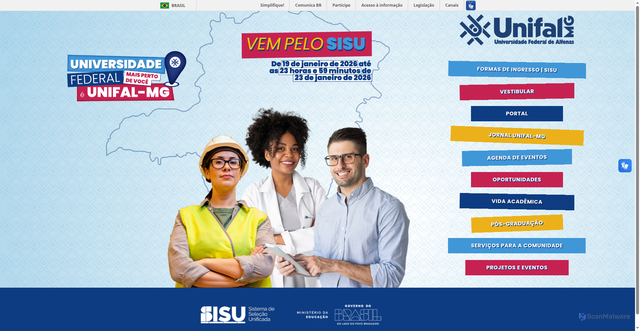 Security scan screenshot of https://www.unifal-mg.edu.br/portal/index/