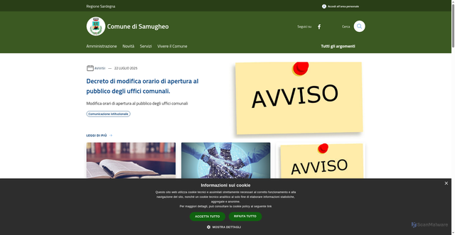 Security scan screenshot of https://www.comune.samugheo.or.it/it