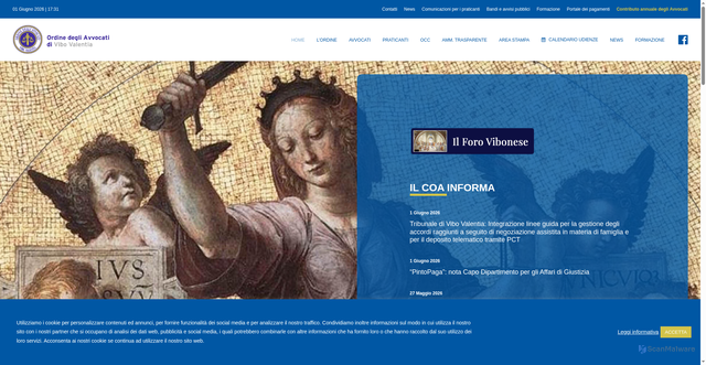 Security scan screenshot of www.ordineavvocativibovalentia.it