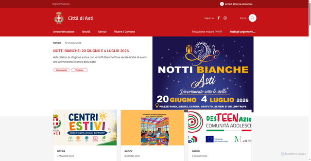 Security scan screenshot of https://www.comune.asti.it
