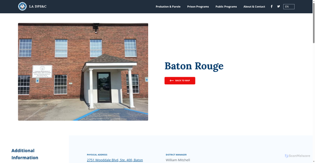 Security scan screenshot of https://doc.la.gov/location/baton-rouge/