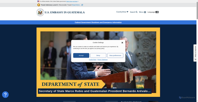 Security scan screenshot of https://gt.usembassy.gov/