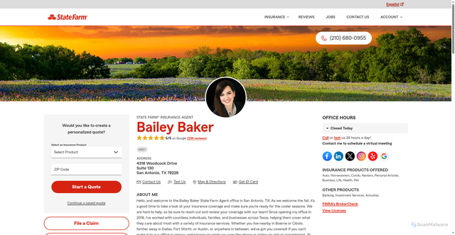 Security scan screenshot of https://insurancesatx.com/