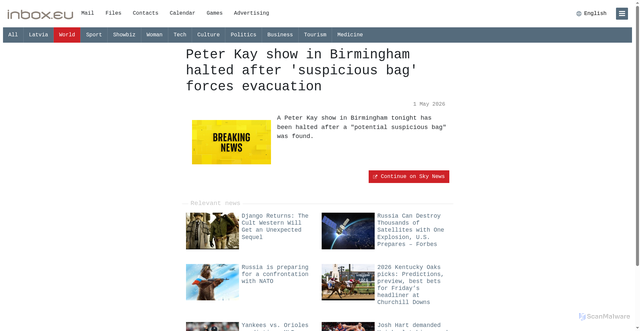 Security scan screenshot of https://news.inbox.eu/15075l8-peter-kay-show-in-birmingham-halted-after-suspicious-bag-forces-evacuation?language=en