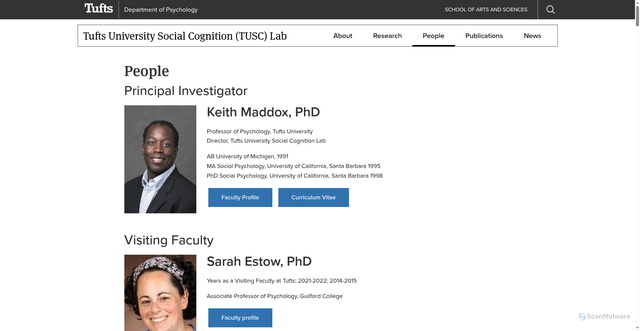 Security scan screenshot of https://as.tufts.edu/psychology/tusc-lab/people