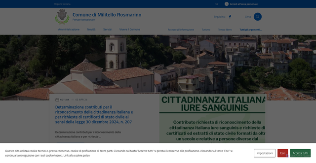 Security scan screenshot of https://comune.militellorosmarino.me.it/
