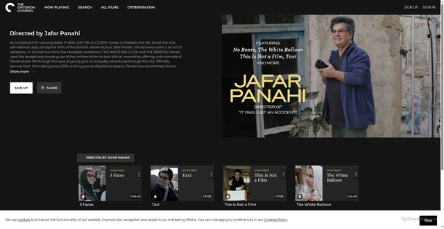 Security scan screenshot of https://www.criterionchannel.com/directed-by-jafar-panahi-1