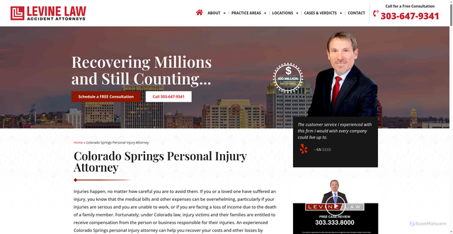 Security scan screenshot of https://www.mydenveraccidentlawfirm.com/colorado-springs-personal-injury-attorney/