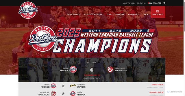 Security scan screenshot of https://www.reginaredsox.com/