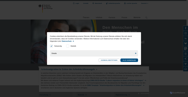Security scan screenshot of https://www.BAMF.de/DE/Startseite/startseite_node.html